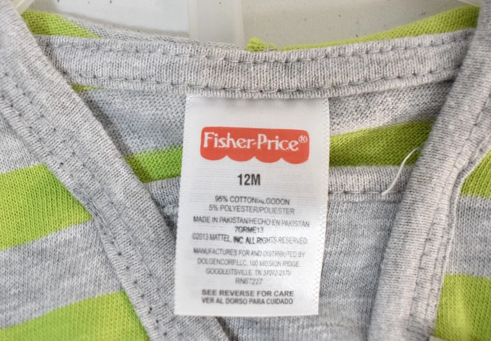 Conjunto de pantalones y top Fisher Price a rayas verdes talla 12 meses conjunto Foto 3 de 4