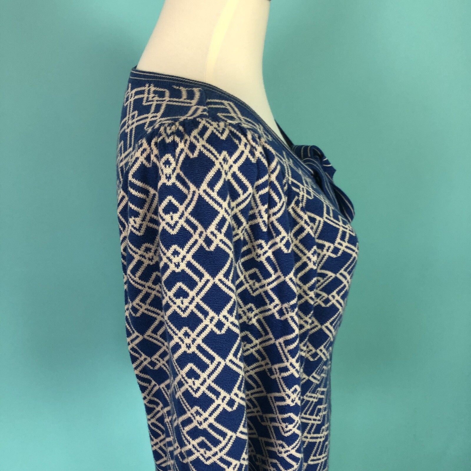 Tracy Reese Blue and White Bell Sleeve Cardigan S… - image 4