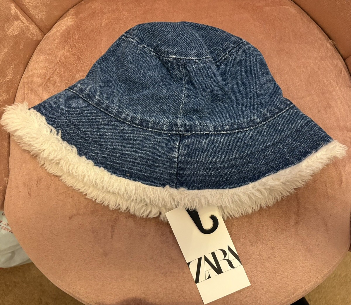 ZARA Denim Blue Bucket Hat Fleece Lined Women’s Size Small Rare NWT ZARA Fleece Lined Blue Denim Bucket Hat For | Mercari main image 4