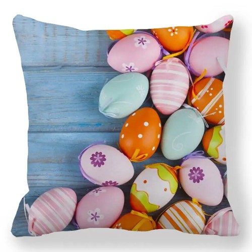 Easter Pillowcase Colored Eggs Print Cushion Cover Happy Easter Cushion Cover - Picture 9 of 49