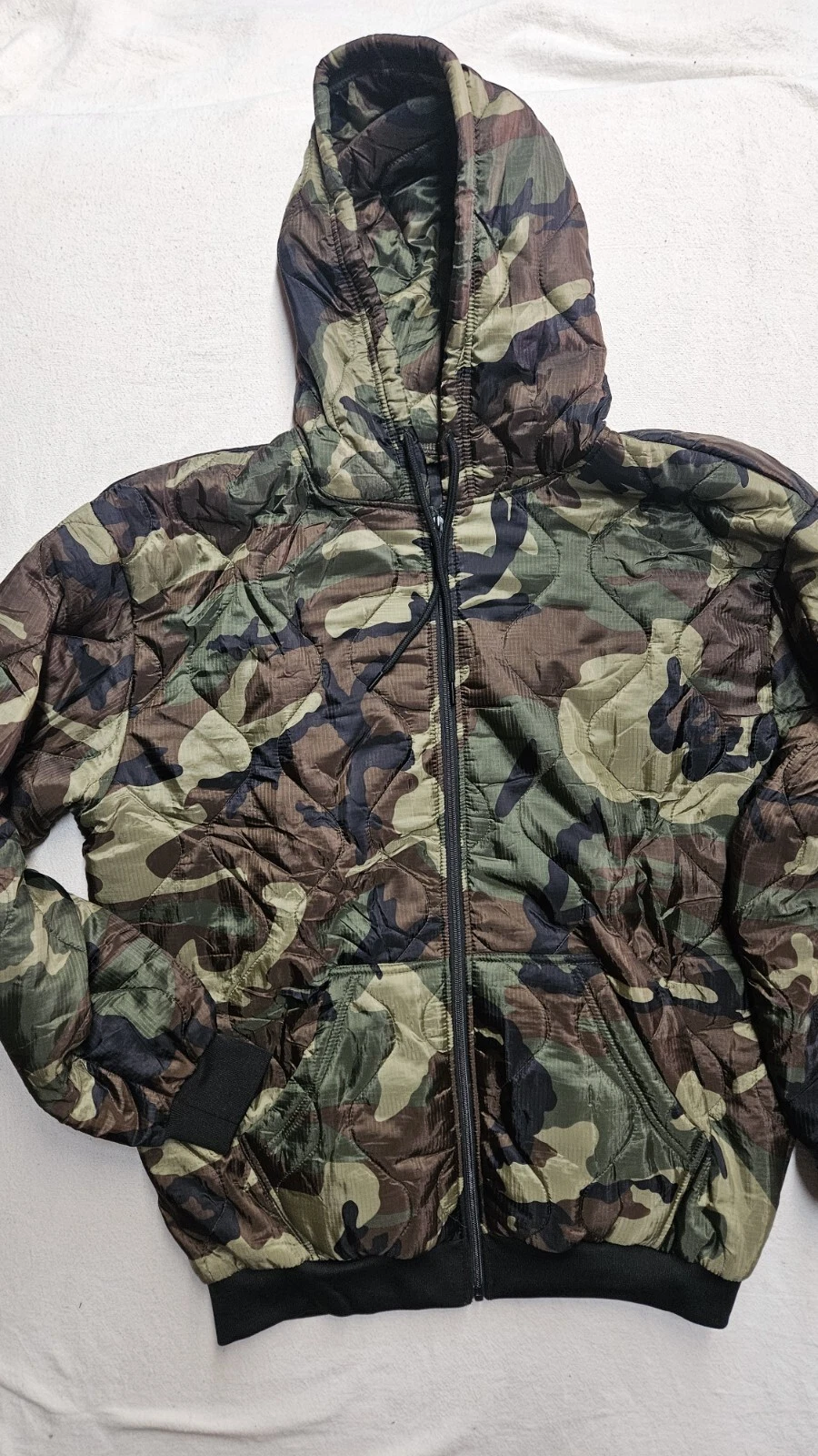 Woobie Hoodie Woodland M81 BDU full zip Parka Military Blanket Jacket USGI Tacti
Opens in a new wind