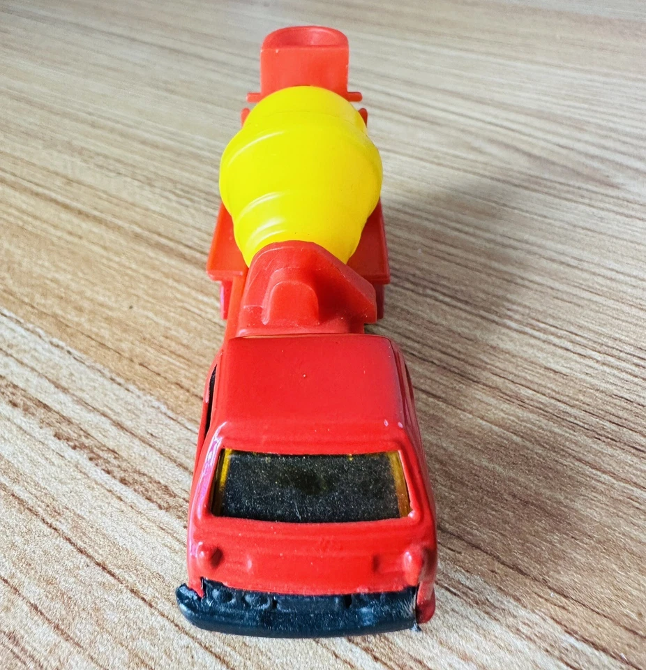 Vintage Cement Mixer 1/64 Red/Yellow Toy Concrete Truck 1990s - Image 3 of 4