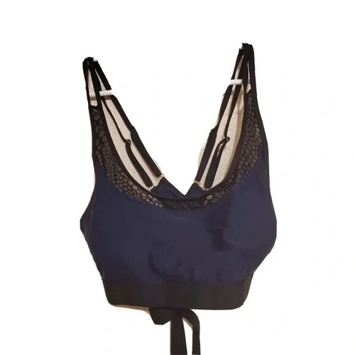 Womens Swimwear Top Bikini Blue Black Large Criss Cross Beach Tie New