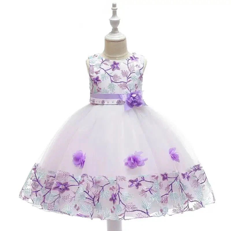 Kids Girl Dress Embroidery Flower Party Princess Prom Formal Clothes 3 8 Years - Image 3 of 4