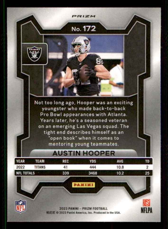 2023 Panini Prizm Prizms Red White and Blue #172 Austin Hooper - Image 2 of 2