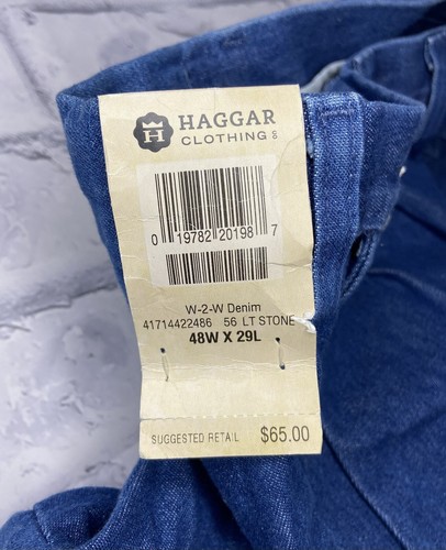 *NEW* Haggar Work To Weekend Classic Fit Big & Tall Denim Jeans; 48 x 29 - Picture 3 of 13