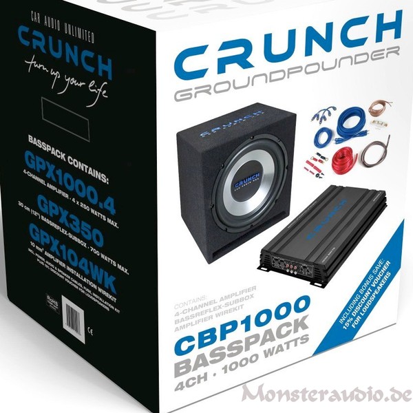 Crunch 1000 Watt Bass Set Auto Hifi Komplettanlage Subwoofer VerstäRker CBP1000-image