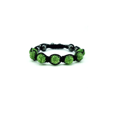Bracelet Shamballa vert perles transparentes