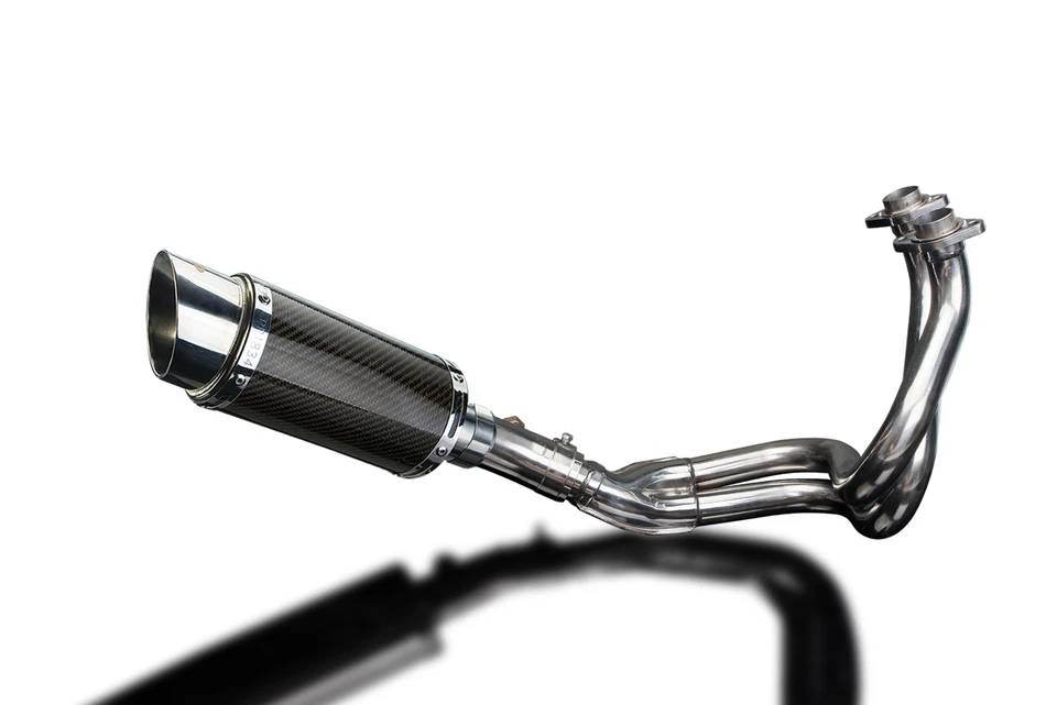 Silenciador de carbono redondo Kawasaki KLE650 Versys 2006-2014 escape completo 2-1 8" Foto 2 de 4