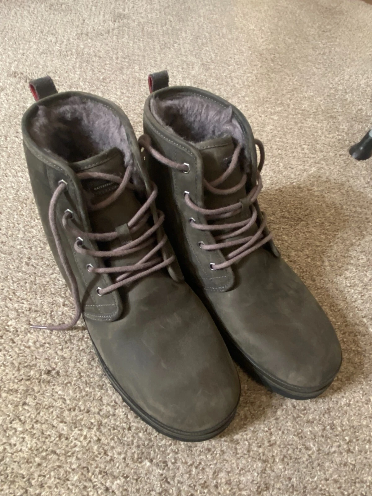 UGG Men Boots Size 13 Leather Wool Gray NEW w/o box