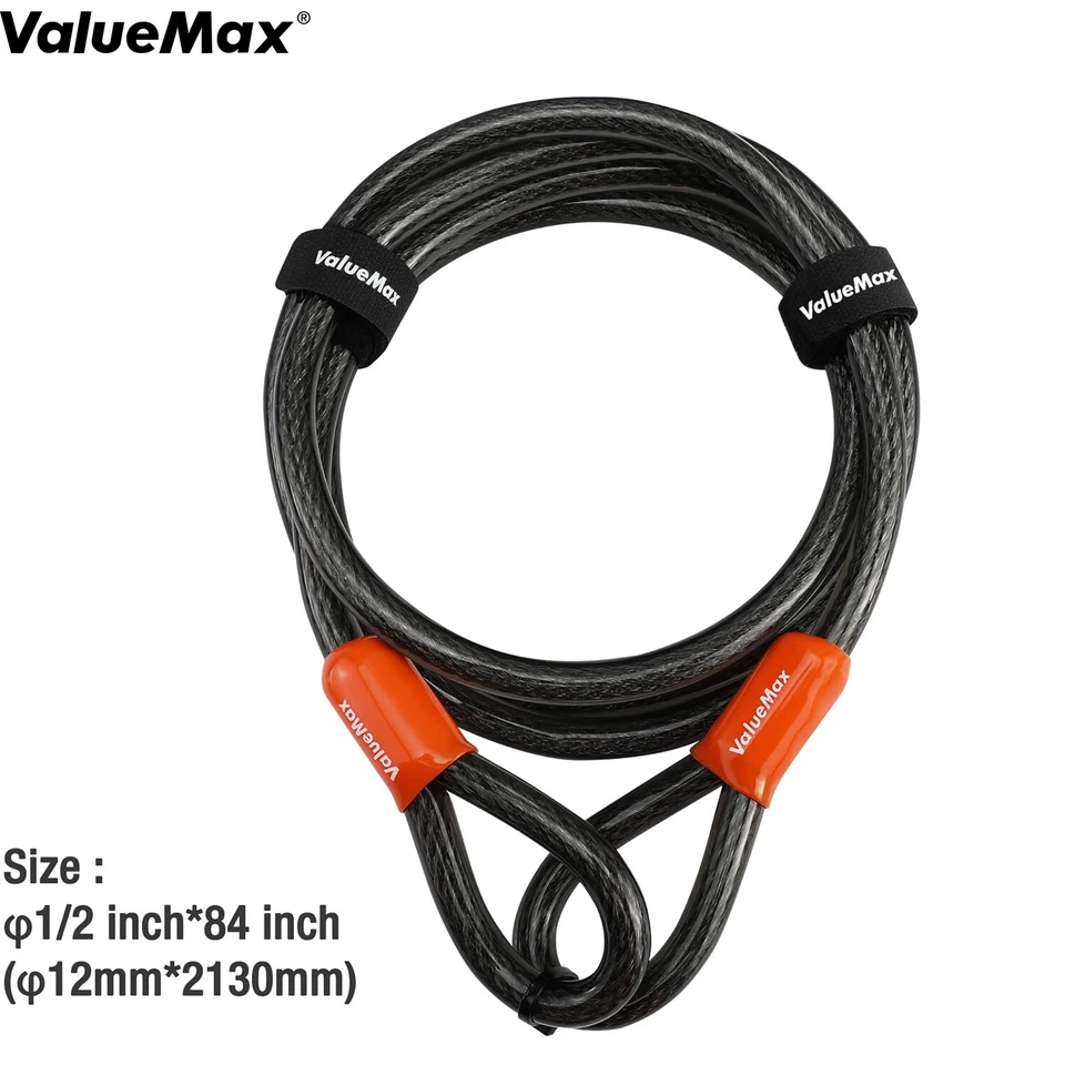 ValueMax 2m schwarz Schlaufenkabel mit Kunststoff ummantelt, für Fahrrad/Ebike