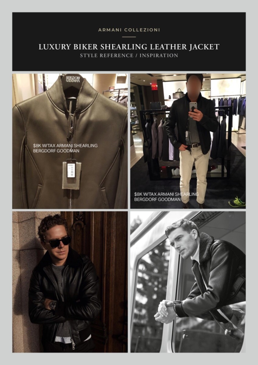 Coveted $4,500 ARMANI Dk Brown Shearling Biker Jacket