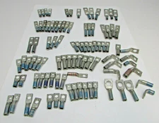 Burndy Lugs, Lot of 94 Assorted 1 and 2 Hole lugs, New
