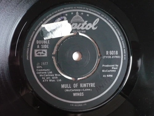 Paul McCartney & Wings Mull Of Kintyre 7" Vinyl UK 1977 1st Press 3U/2U Single