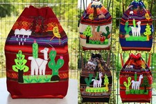 Rucksack Groß Peru bunt Inka Indianer Manta Stoff Tasche Lama Anden Ethno Muster
