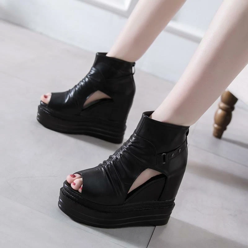 Peep toe hotsell wedge boots