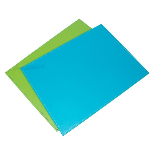 40cm Large Faux Leather Reversible Placemats Turquoise Lime Green Table