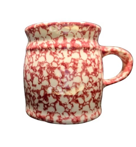 Red Sponge Mug Roseville OH Artist Gerald R Henn THE WORKSHOPS Cranberry Red
