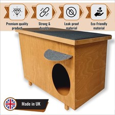 Wooden Outdoor Cat Litter House with Slide-Out Tray – Easy Clean  & Secure