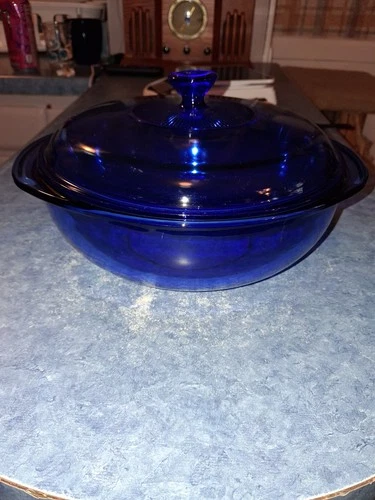 Vintage Pyrex #024 Cobalt Blue Glass 2 Qt Casserole Dish W/ Lid USA In Mint Cond