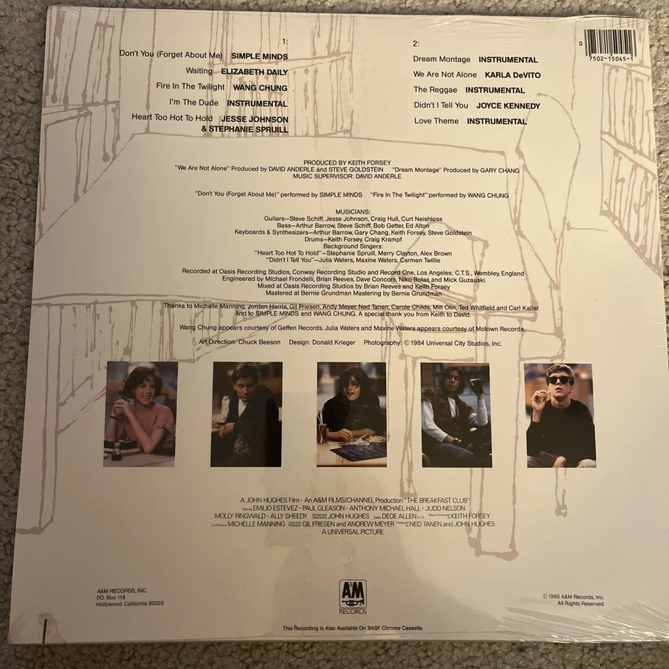 The Breakfast Club Soundtrack - New & Sealed Vinyl LP 1985 SP-5045 First Press - Image 2 of 4