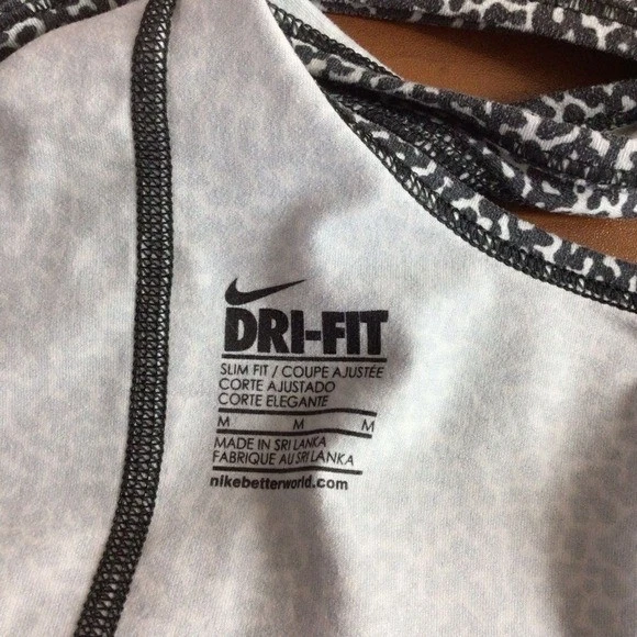 Nike Dri Fit Womens Tank Top Racerback Athletic Workout Gym Black White Print M - image 4 of 4