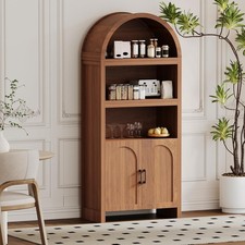 Bookshelf Arched Cabinet with Storage Bookcase Kitchen Pantry Display Storage