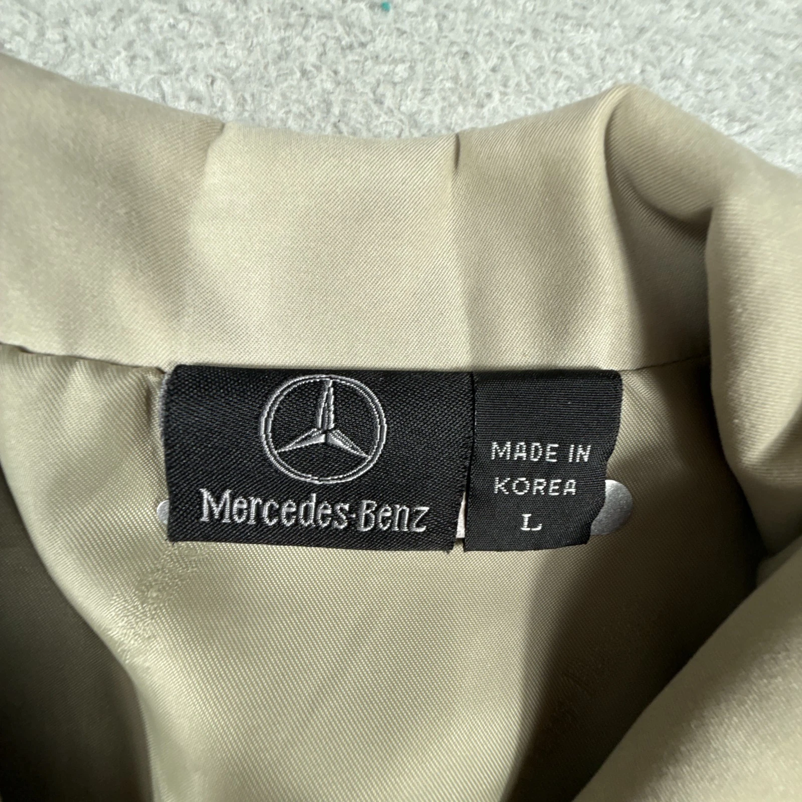 Vintage Mercedes Benz Jacket Mens Large Beige Windbreaker Coat Full Zip Lined image 4