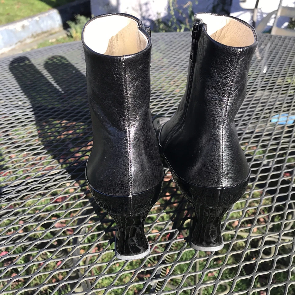 Botines Prada Vintage Mujer Puntera Cuadrada Negros Talla EU 37 US 7 Hechos en Italia Foto 3 de 4