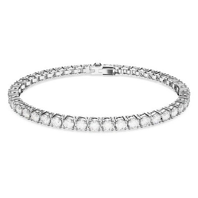 Swarovski Matrix Tennis Bracelet Round Cut, White, Rhodium Plated, Large 5648938