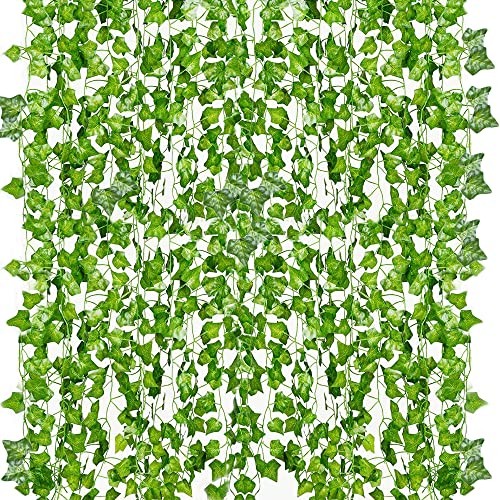 12er Pack 84 Fuß Gefälschte Efeu Blätter Ranken Künstliche Girlande Grünzeug Hellgrün - Bild 1 von 6