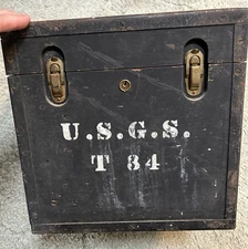 U.S.G.S. Geological Survey Portable Wood Desk Military Vintage Box