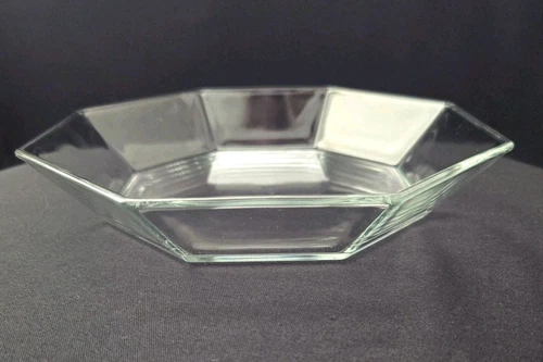 SET OF 2 ARCOROC OCTIME CLEAR SOUP BOWLS OCTAGON 7 5/8"