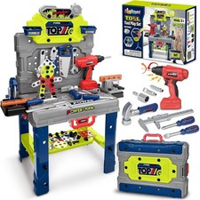 Banco Herramientas Ni os 132Pcs Taladro Juguete Caja Trabajo Verde