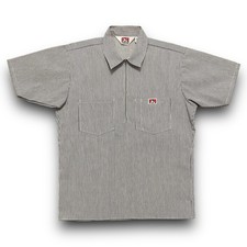 VINTAGE BEN DAVIS 1/2 ZIP WORK SHIRT MADE IN USA MEDIUM TALON ZIPPER STRIPED