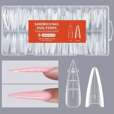 256 Sandwich Dual Tips Stiletto  Nagel für Acrylgel Acryl Nailart Nageldesign