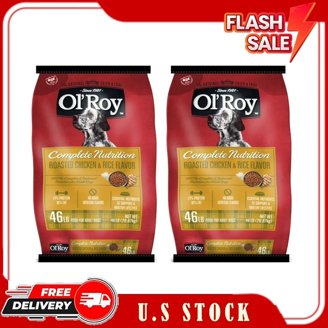 2 Bags Ol' Roy Complete Nutrition Roasted Chicken & Rice Dry Dog Food, 46 lb Bag