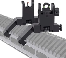 45 Degree Offset Iron Sights with Fiber Optics Red Green Dots,Flip up Front Rear