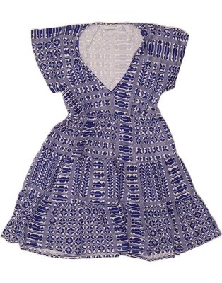 Urban Outfitters Damen A-Linien Kleid UK 14 Large blau geometrisches Polyester DU71