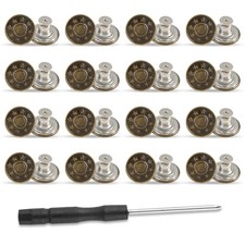 Amaxiu 16 PCS Jeans Buttons, 17mm No Sew Jean Button Replacement 17mm, Copper