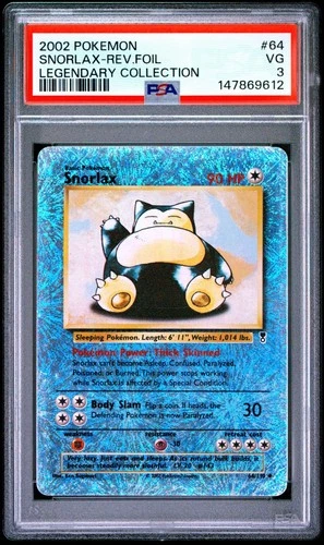 Pokemon Snorlax 64/110 - Legendary Collection Reverse Holo RARE! PSA 3