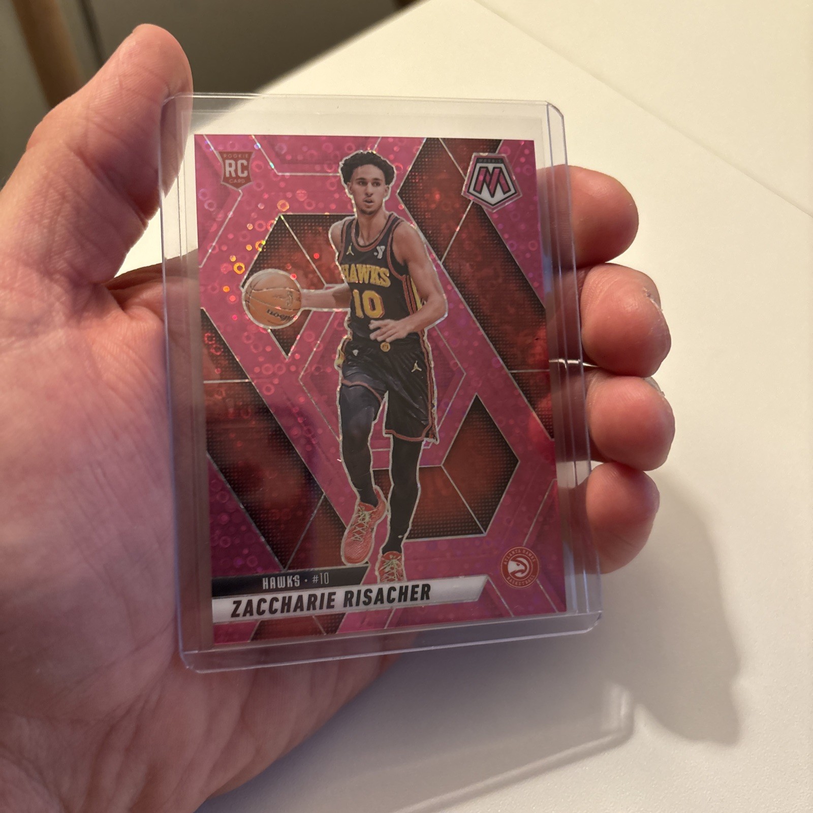 2024-25 Panini Mosaic Zaccharie Risacher RC #213 Fast Break Pink Prizm /20