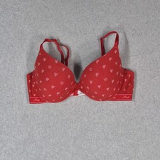 Victoria's Secret PINK Women Bra 36D Red Hearts Wear Everywhere Push Up