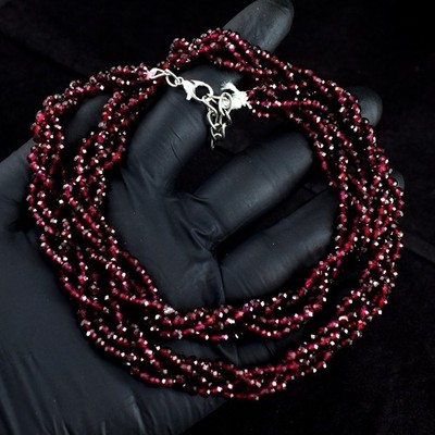 Herausragendster roter Granat erstaunlicher Schliff 283,00 kt geflochtene Halskette RK 13 E739
