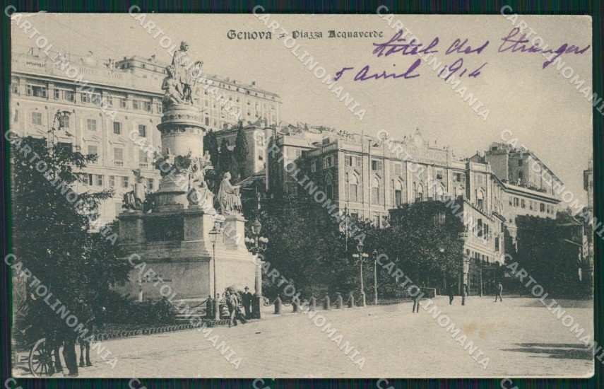Genova Città Piazza Acquaverde cartolina QZ5714