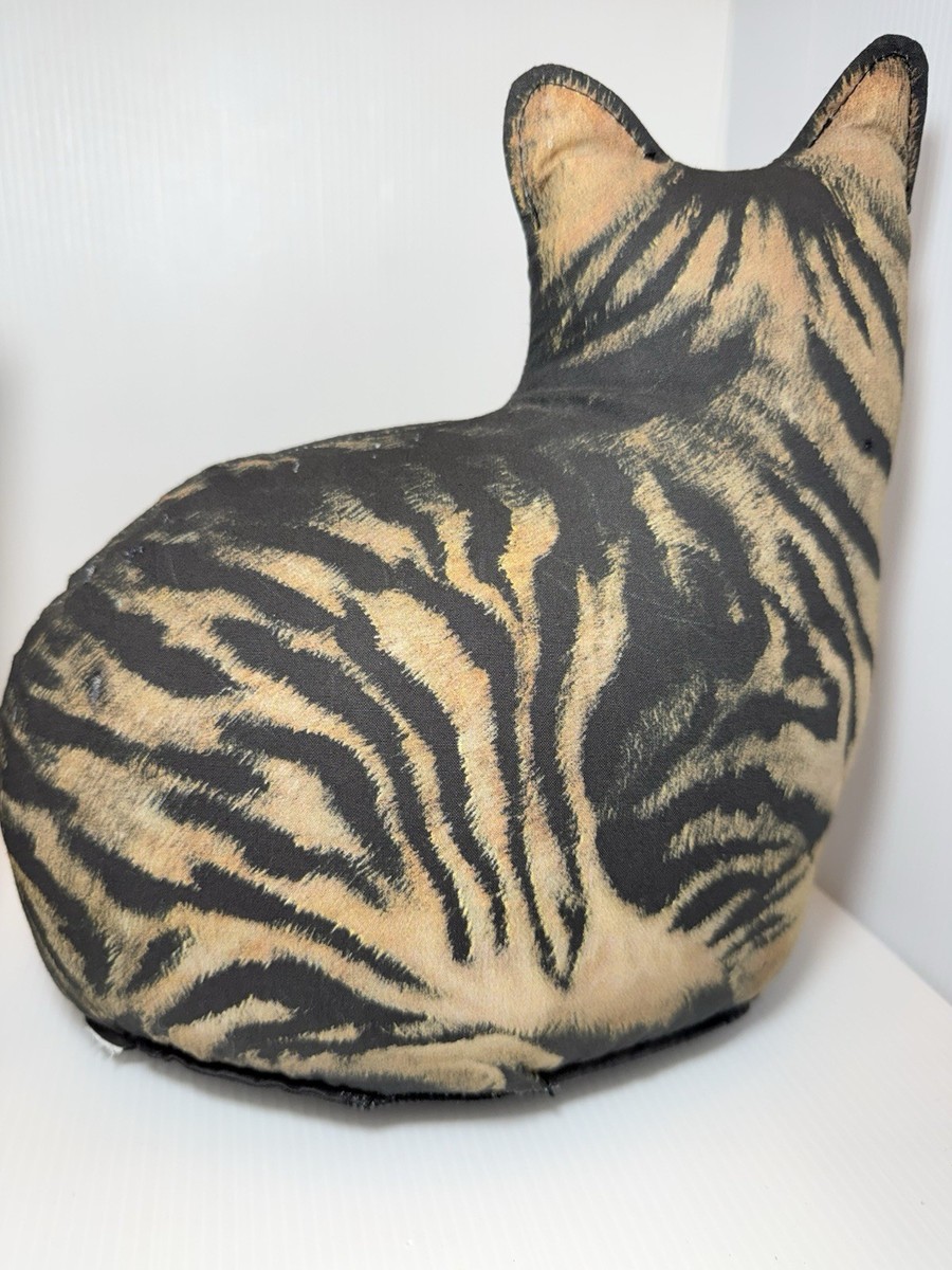 2 VTG Tabby Tiger Cat Door Stop Fabric USA Adeline Halvorson & 1