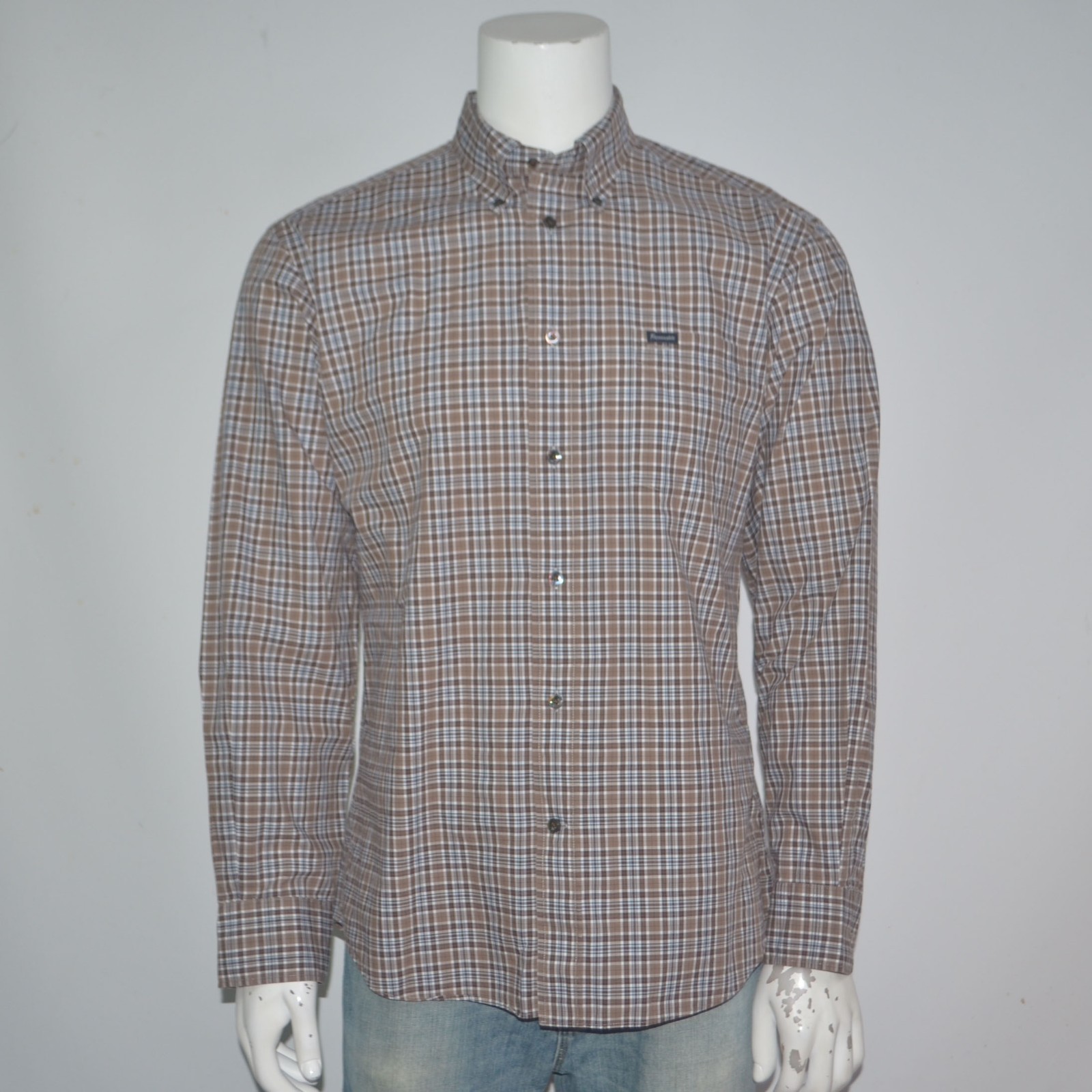 FACONNABLE Classique Brown Plaid Lightweight Long… - image 2