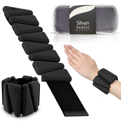 Wrist weights bangles set of two (1lb each) (black)Ankle Weights for Women - ...