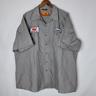 #ad Graceland Elvis Crown Electric Work Shirt Mens 3XL XXXL Gray Button Up S S Patch $39.99