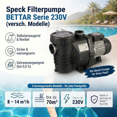 BADU Top II Poolpumpe BETTAR Speck Filterpumpe selbstsaugend 14 m³/h Blockpumpe